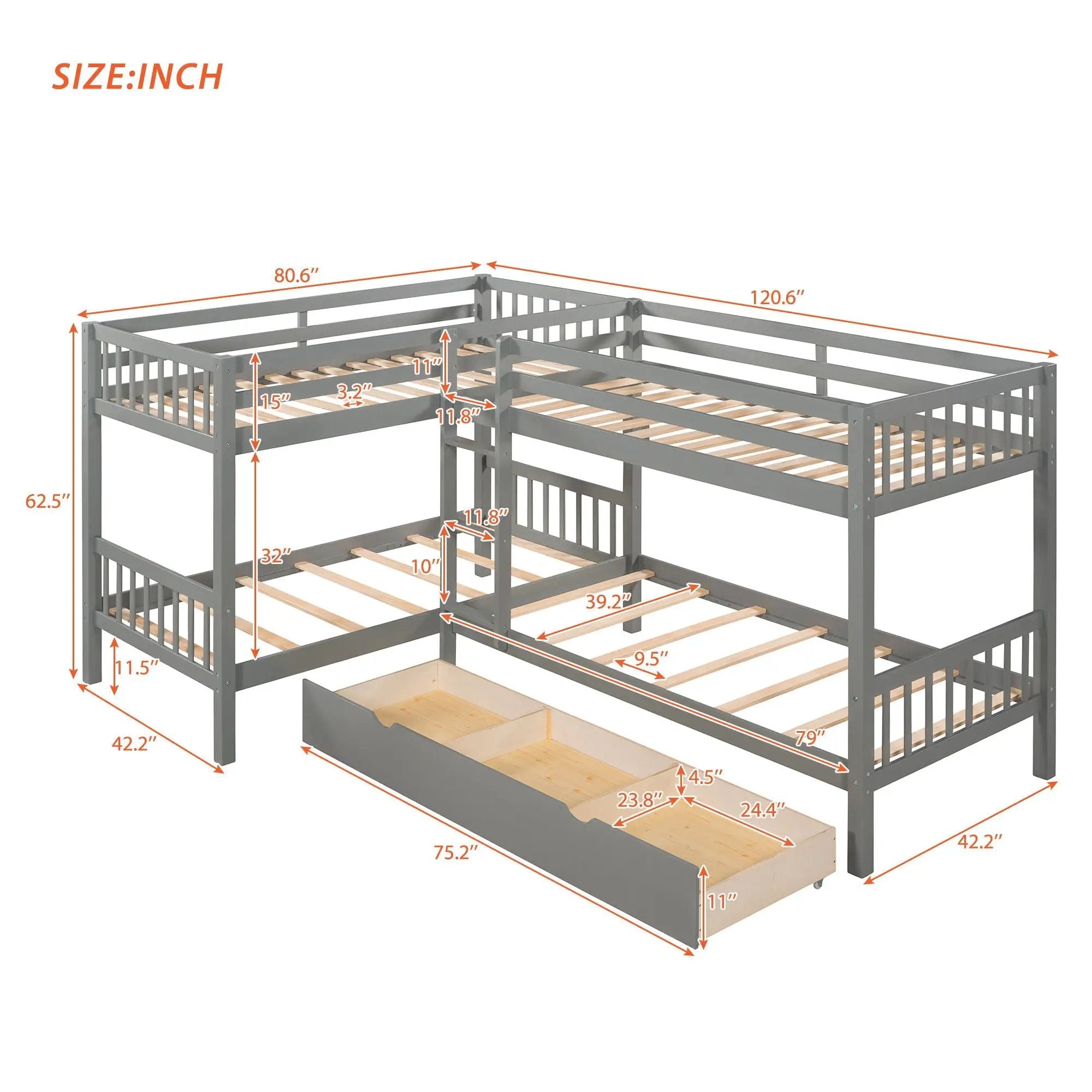 L Shaped Bunk Bed With Drawers by HouseOfZazla