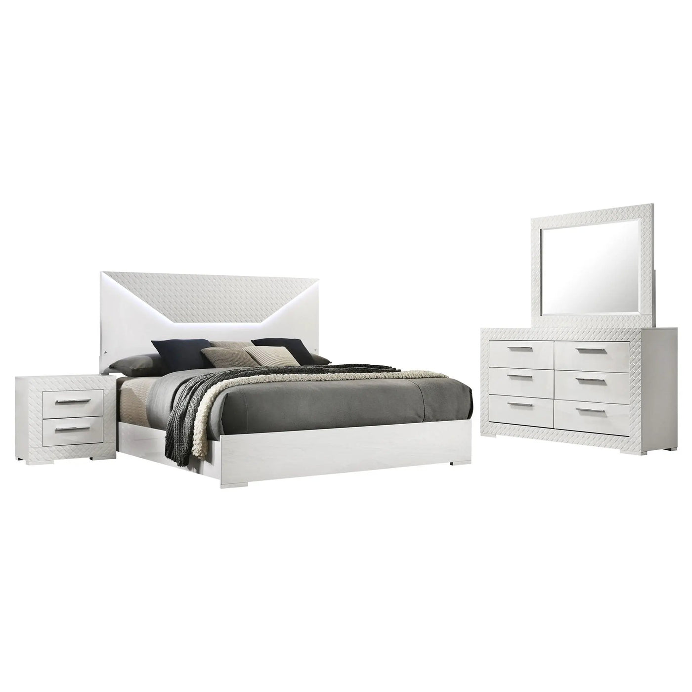 Pierce - 4 Piece Bedroom Set With LED Lighting by HouseOfZazla