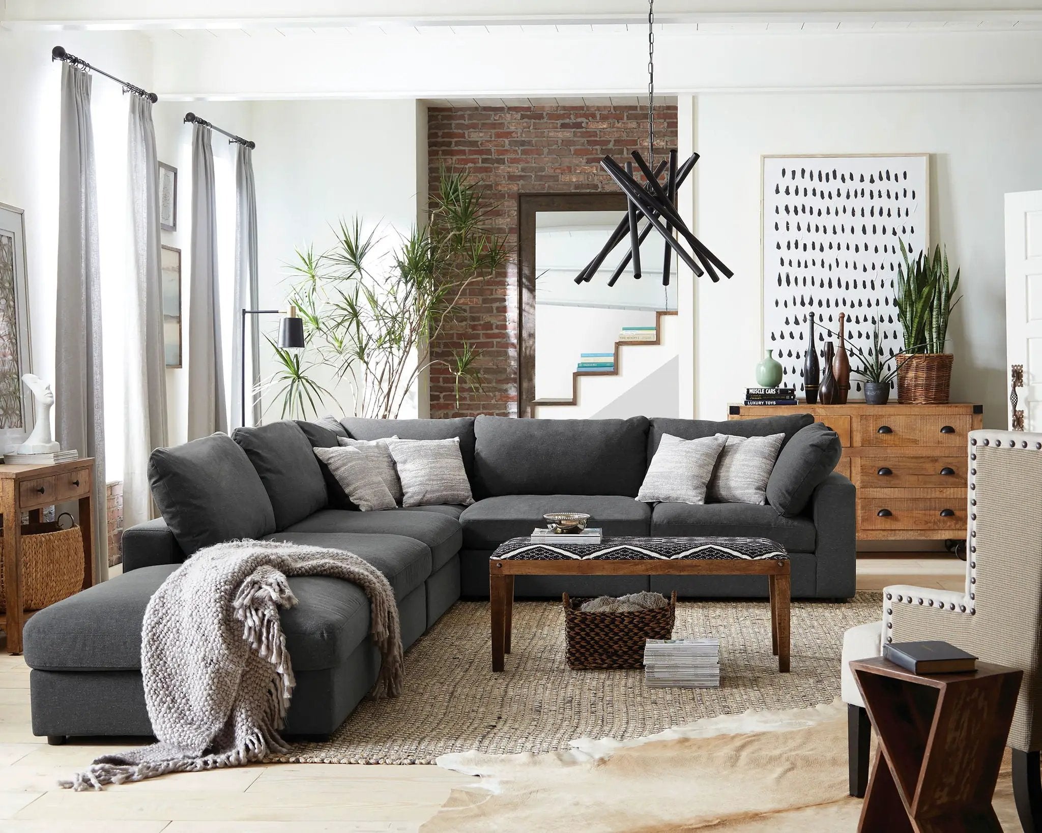 Serene Square Upholstered Ottoman Charcoal by Unique Piece Furniture