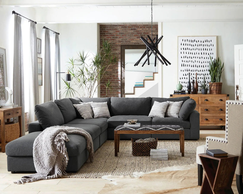 Serene Square Upholstered Ottoman Charcoal by Unique Piece Furniture