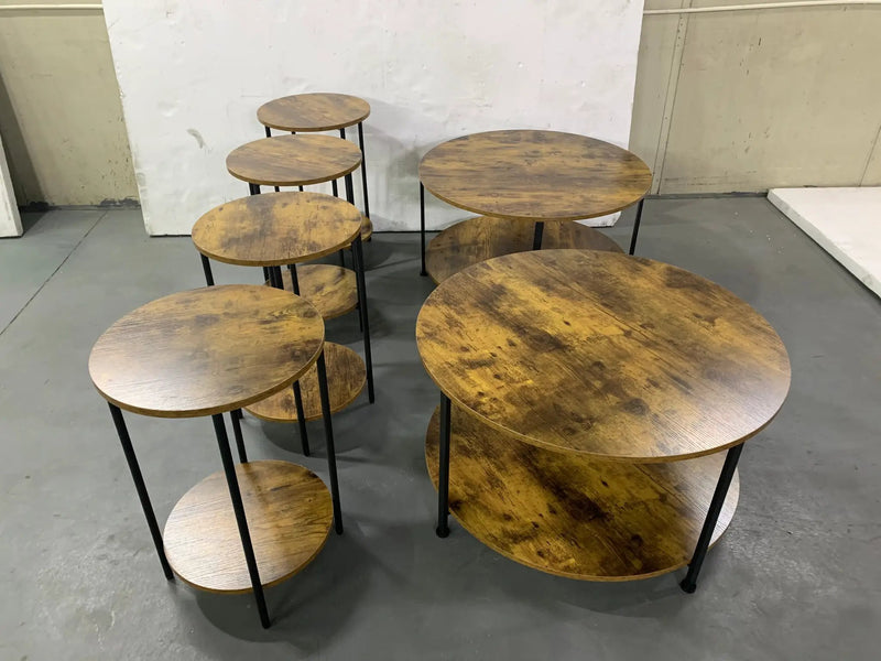 3-Piece Coffee Table and End Table Set (Rustic Brown) by HouseOfZazla
