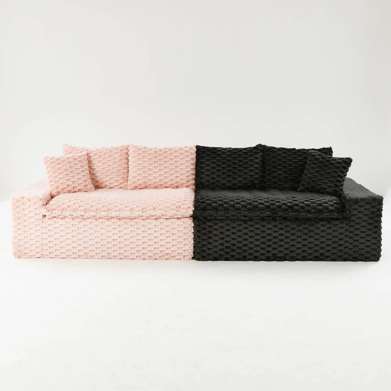 Multifunctional Sofa Pink Black, Fits 4 People by HouseOfZazla