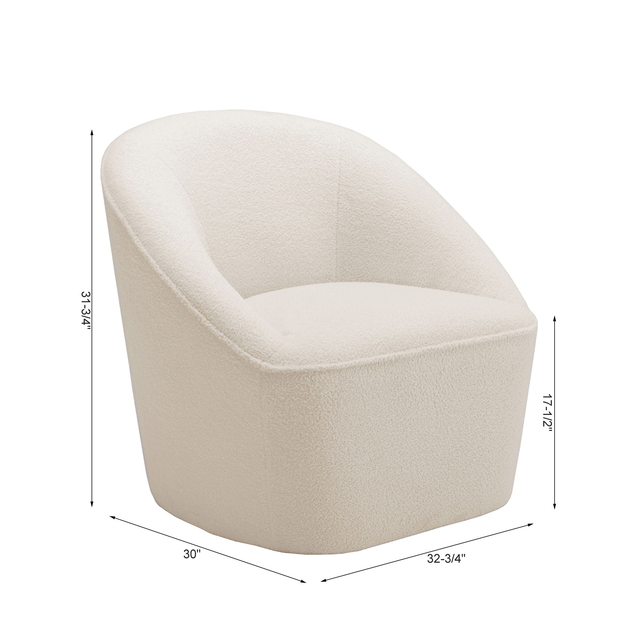 Anson - Swivel Chair With Soft Rounded Back - Off White by HouseOfZazla