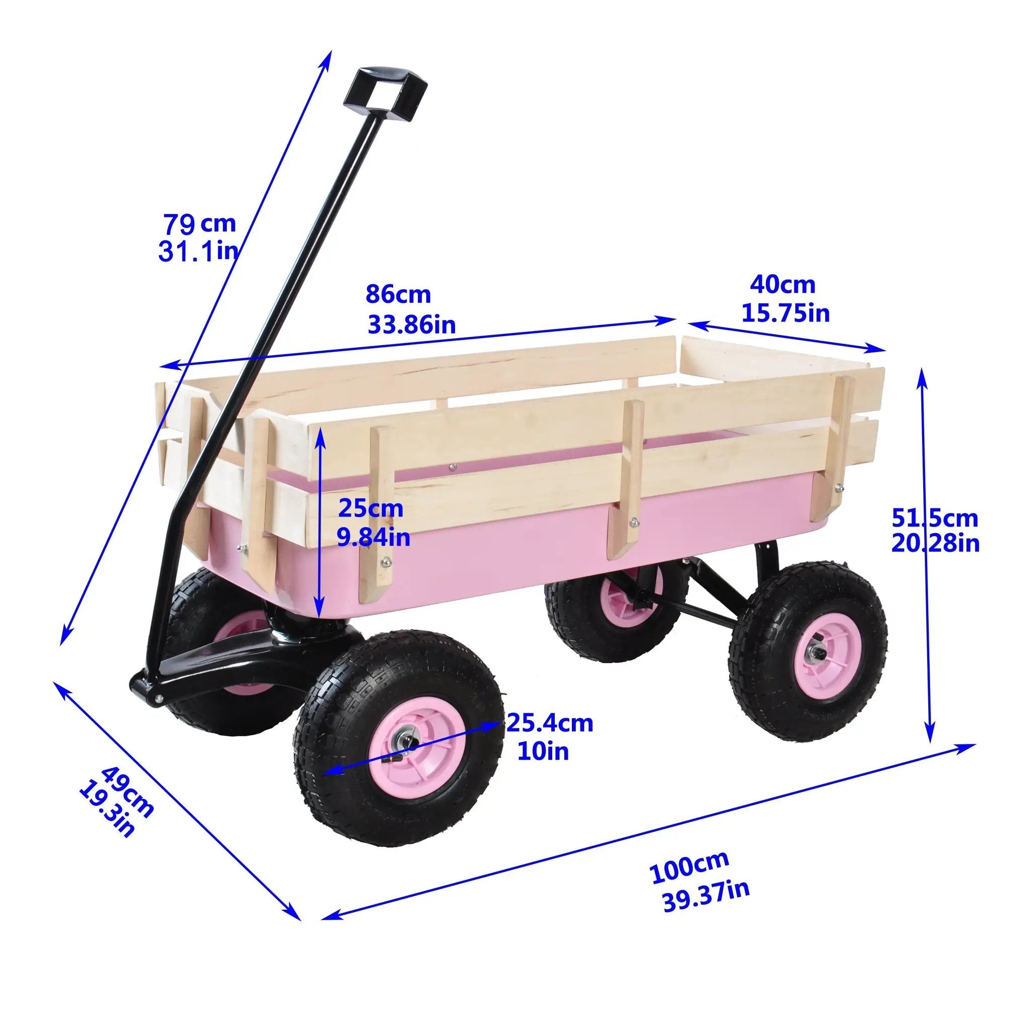 Outdoor All Terrain Garden Wagon with Wooden Railings and Pneumatic Tires by HouseOfZazla