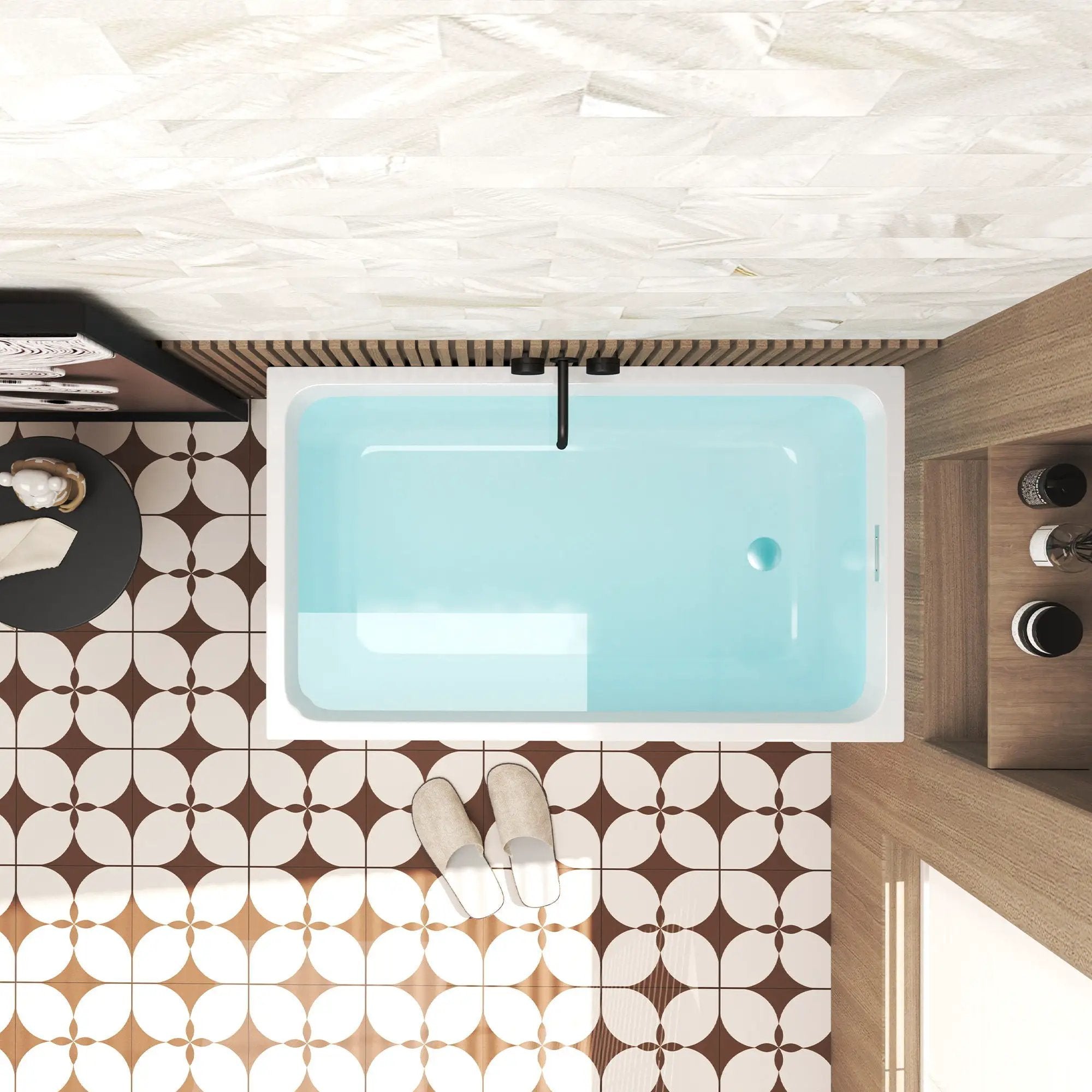 Freestanding Bathtub With Drain, Rectangular Shape
