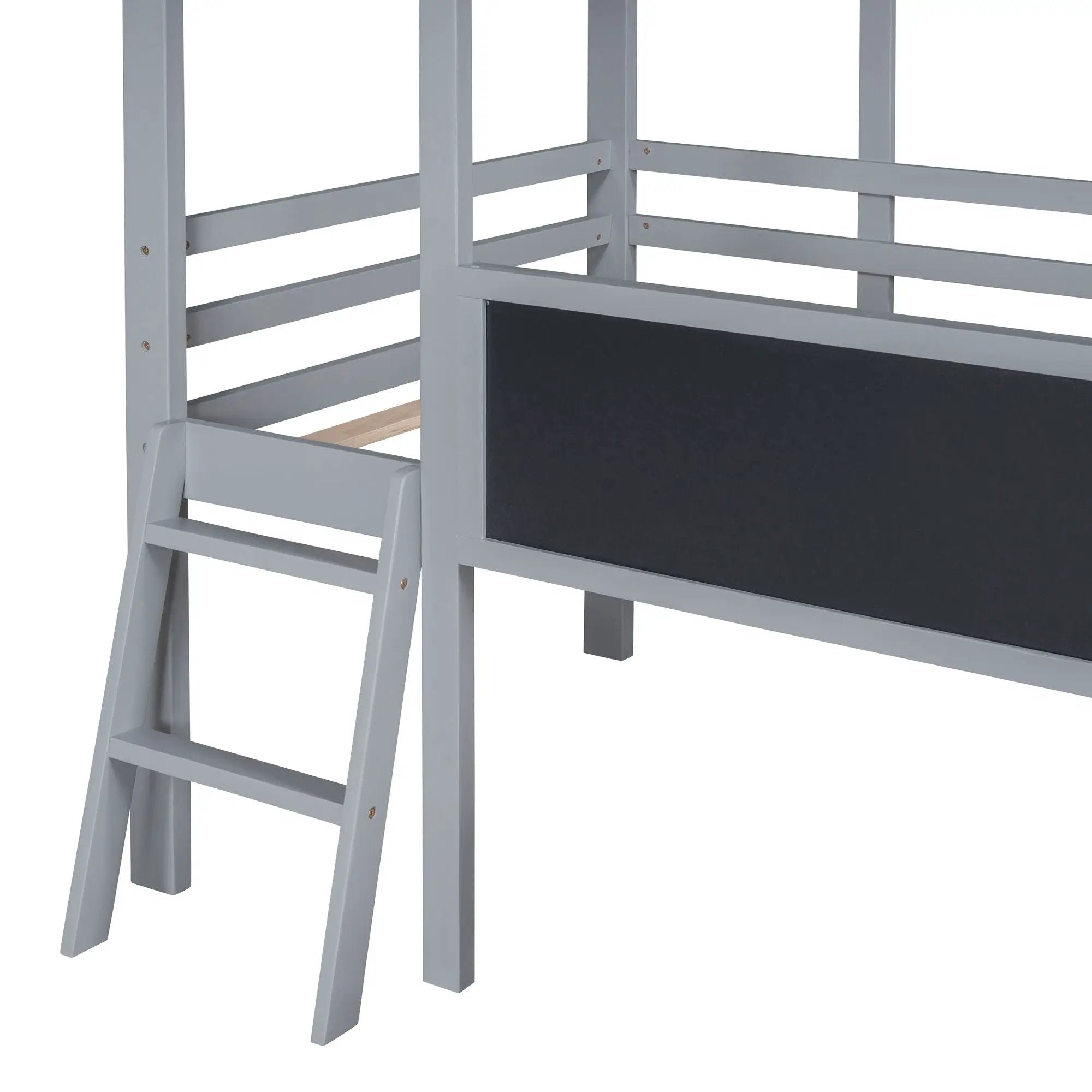 Loft House Bed With Ladder And Slide, With board And Light Strip On The Roof by HouseOfZazla