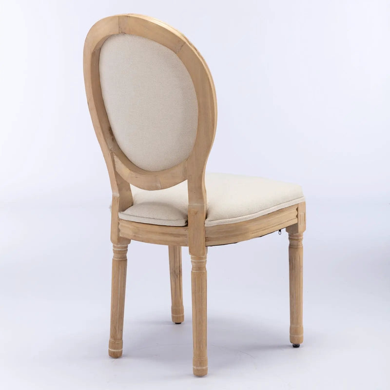 French Style Solid Wood Frame Antique Painting Fabric Back Dining Chair (Set of 2) by Unique Piece Furniture