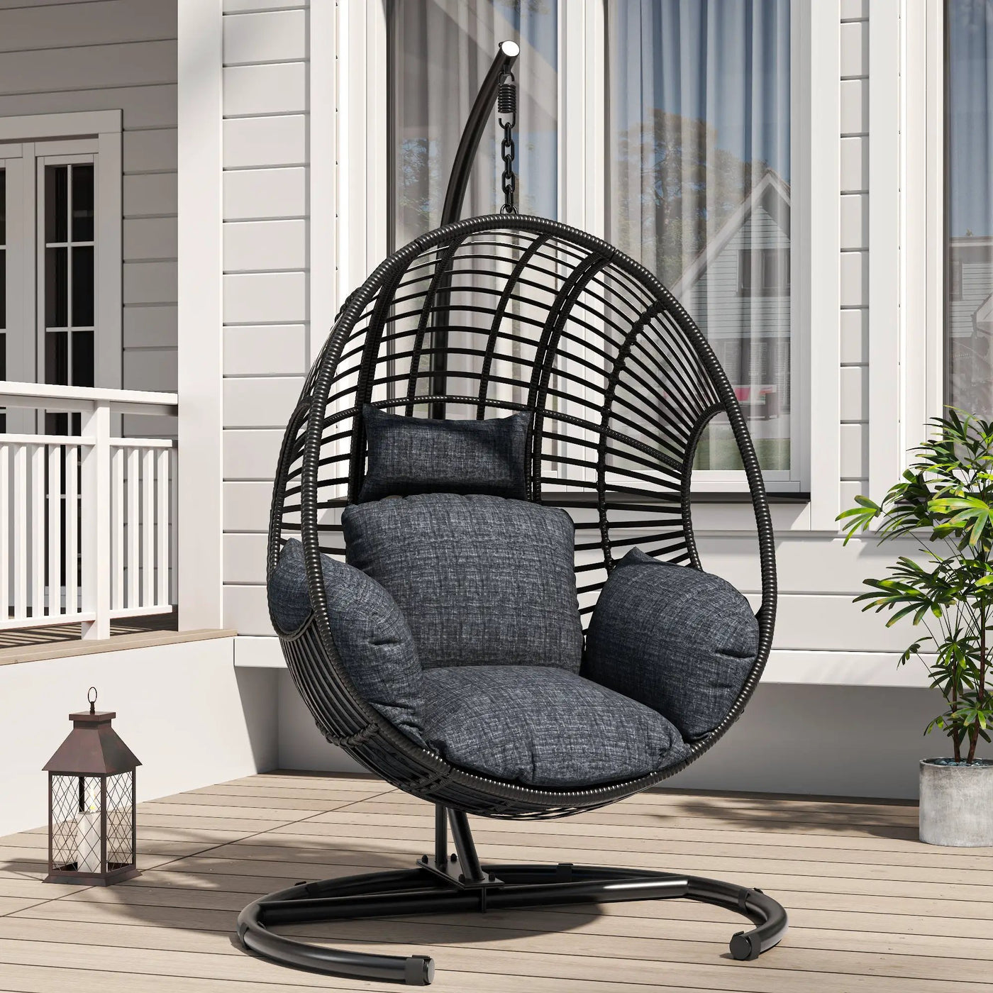 42 Extra Wide U-Base Hanging Egg Chair with Cushion by HouseOfZazla