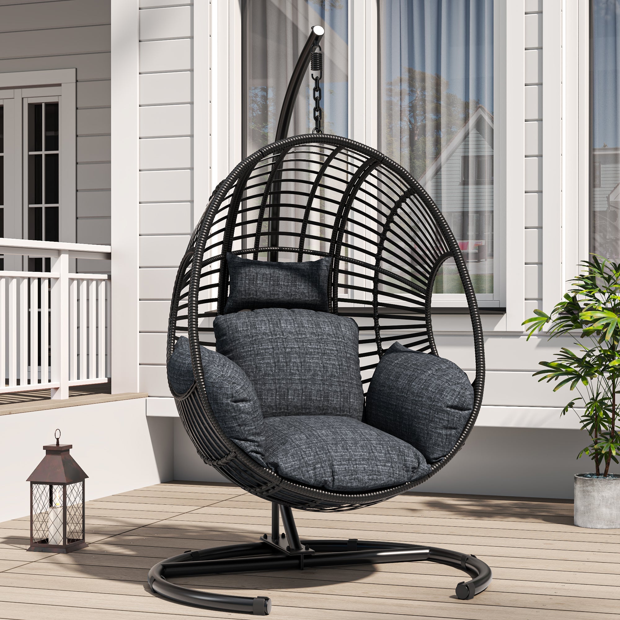 42 Extra Wide U-Base Hanging Egg Chair with Cushion by HouseOfZazla