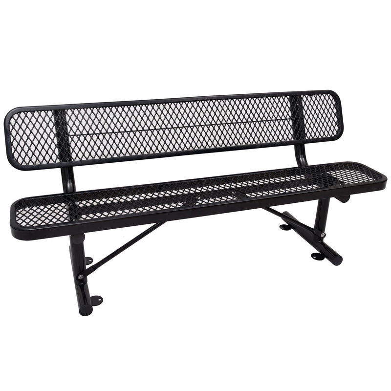 6' Outdoor Steel Bench With Backrest by HouseOfZazla