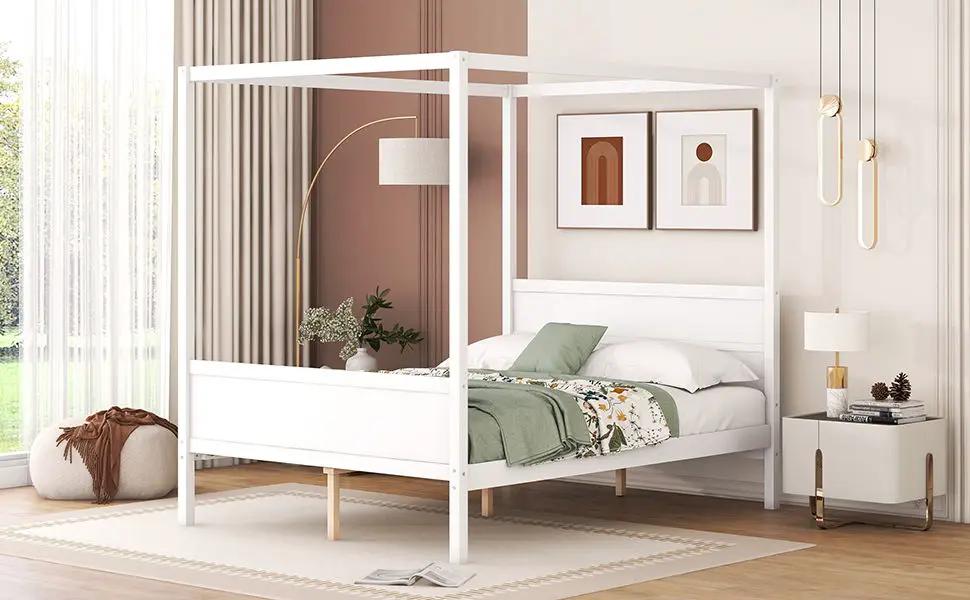 Canopy Platform Bed With Headboard And Footboard, Slat Support Leg by HouseOfZazla