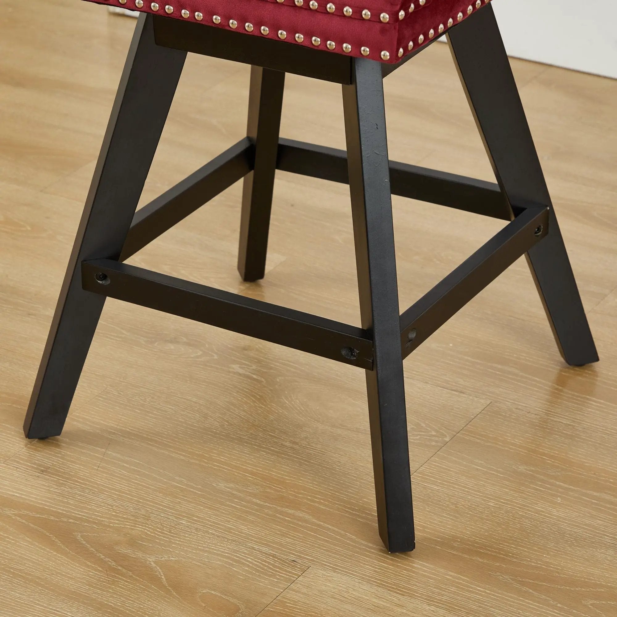 Swivel Velvet Barstools with Button Tufted Decoration - Set of 2 (Wine Red) by HouseOfZazla