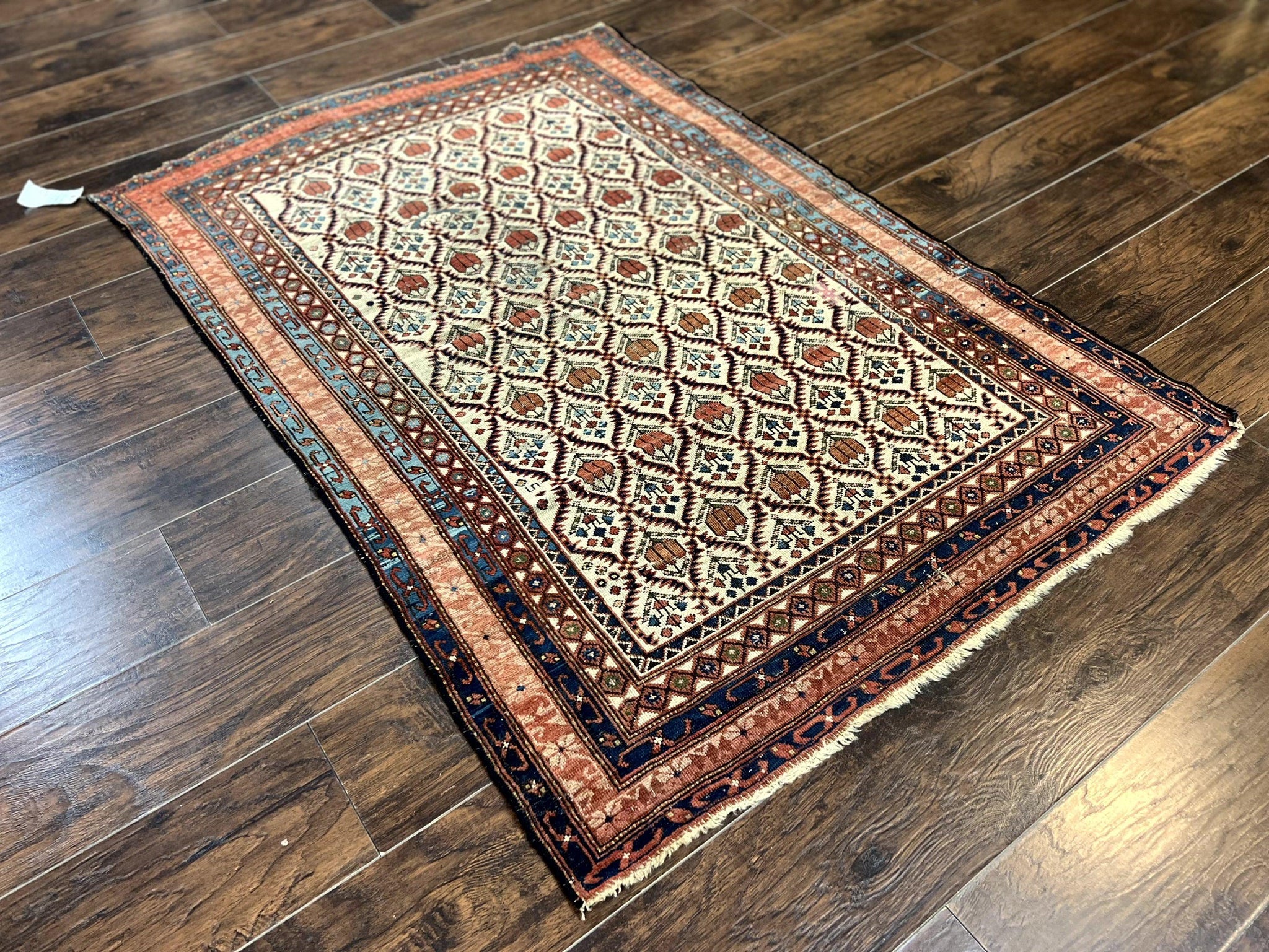 Antique Caucasian Rug 4x6, Hand Knotted Wool Carpet, Shirvan Rug by Jewel Rugs