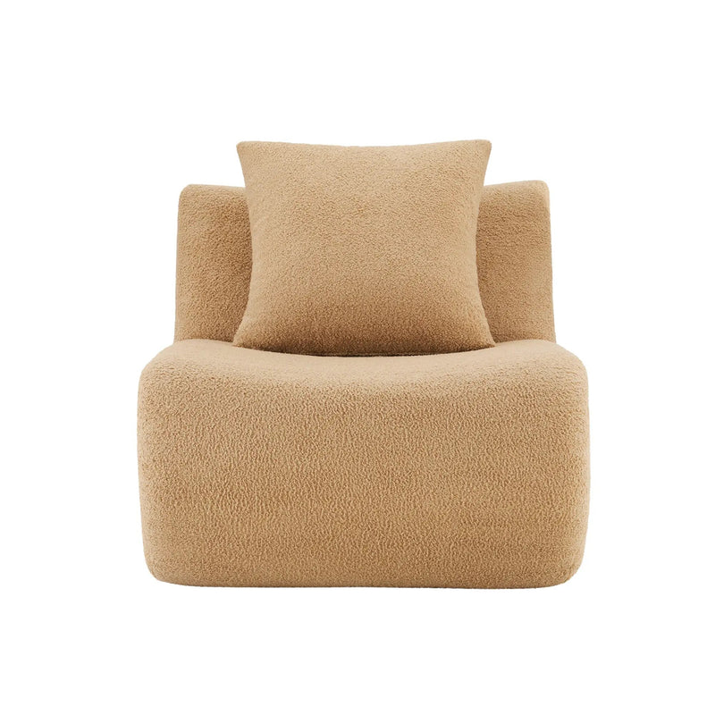 Armless Sofa With Pillow Teddy Fabric - Camel by HouseOfZazla