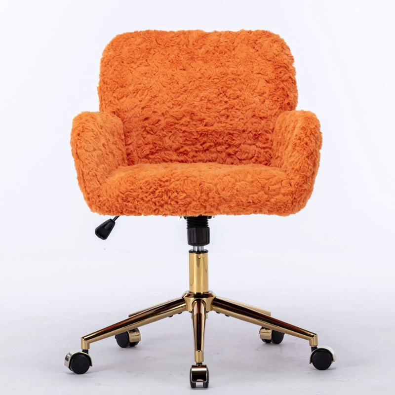 Office Chair, Artificial Rabbit Hair Home Office Chair With Metal Base, Adjustable Desk Chair Swivel Office Chair, Vanity Chair by HouseOfZazla