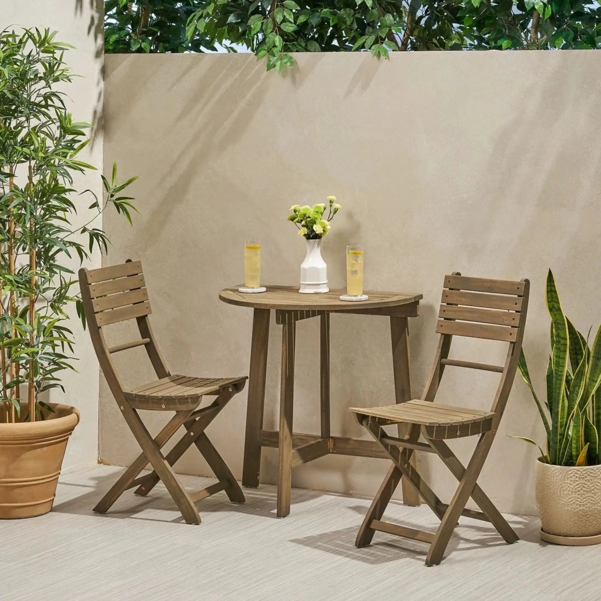 Outdoor 3 Piece Half Round Folding Bistro Set by HouseOfZazla