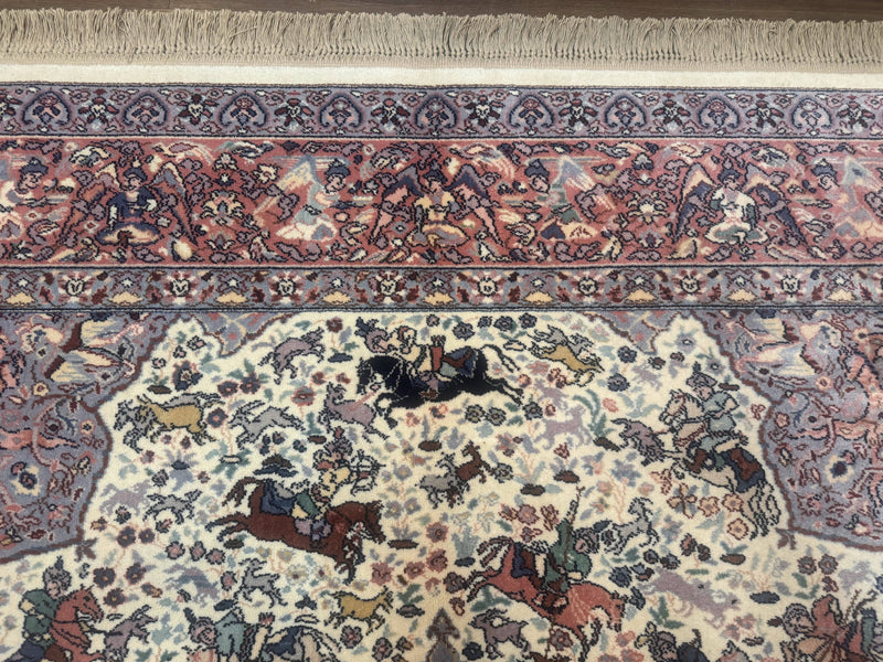 8.8 x 12 Karastan Ivory Hunting Rug #751, Vintage Wool Discontinued Original 700 Series, Rare by Jewel Rugs