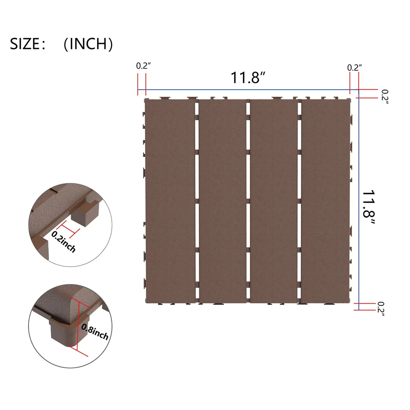 Plastic Interlocking 44 Pack Patio Deck Tiles, Square Waterproof Outdoor All Weather Use by HouseOfZazla