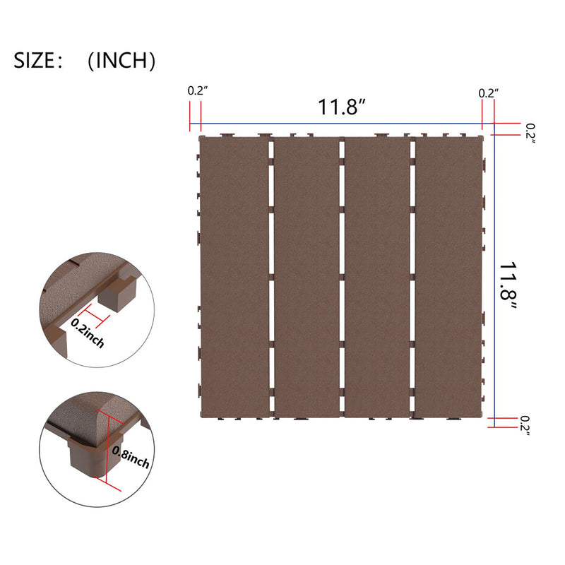 Plastic Interlocking 44 Pack Patio Deck Tiles, Square Waterproof Outdoor All Weather Use by HouseOfZazla