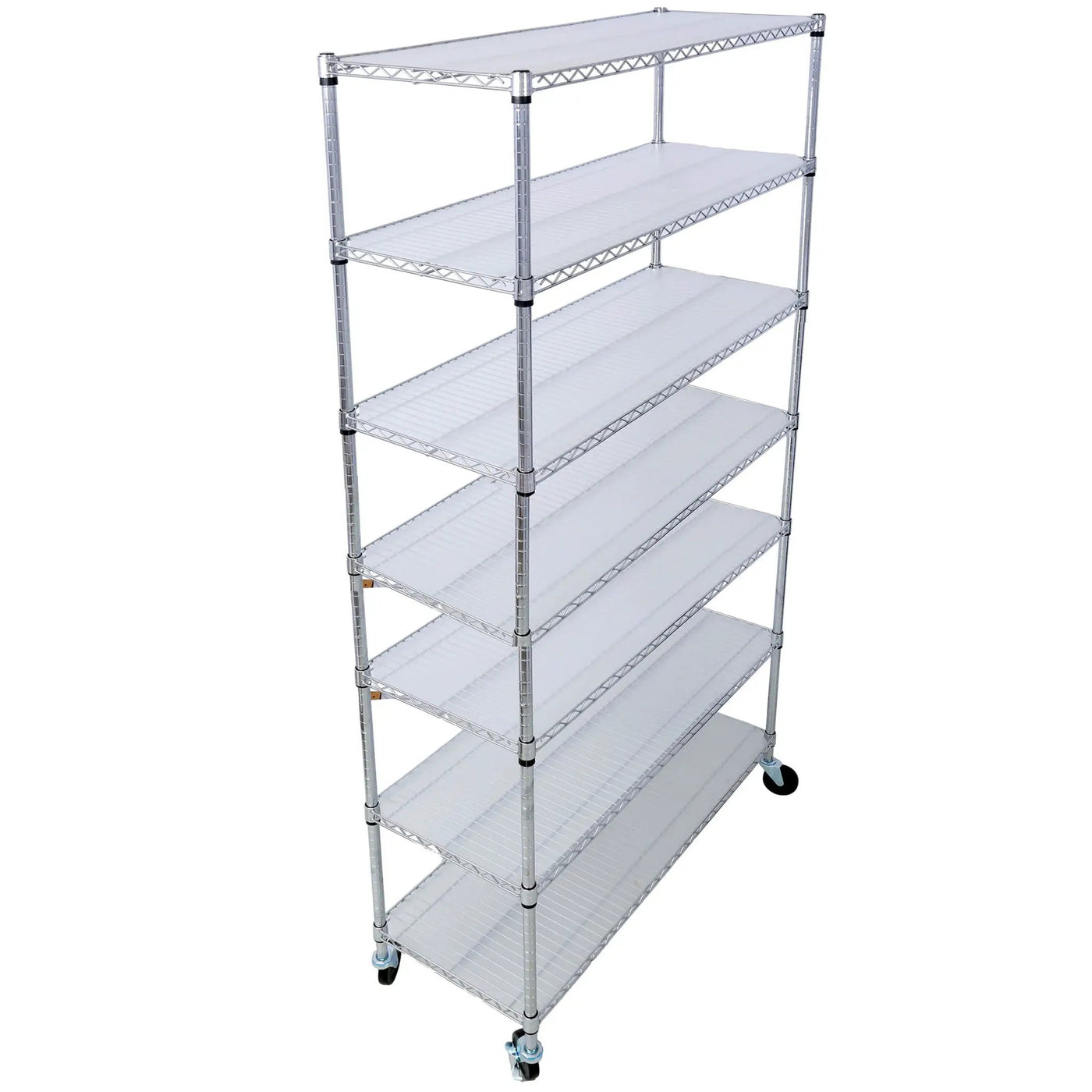 7 Tier Metal Shelf Wire Shelving Unit, 2450Lbs Heavy Duty Adjustable Storage Rack With Wheels & Shelf Liners For Closet Kitchen Garage Basement Commercial Shelving by HouseOfZazla