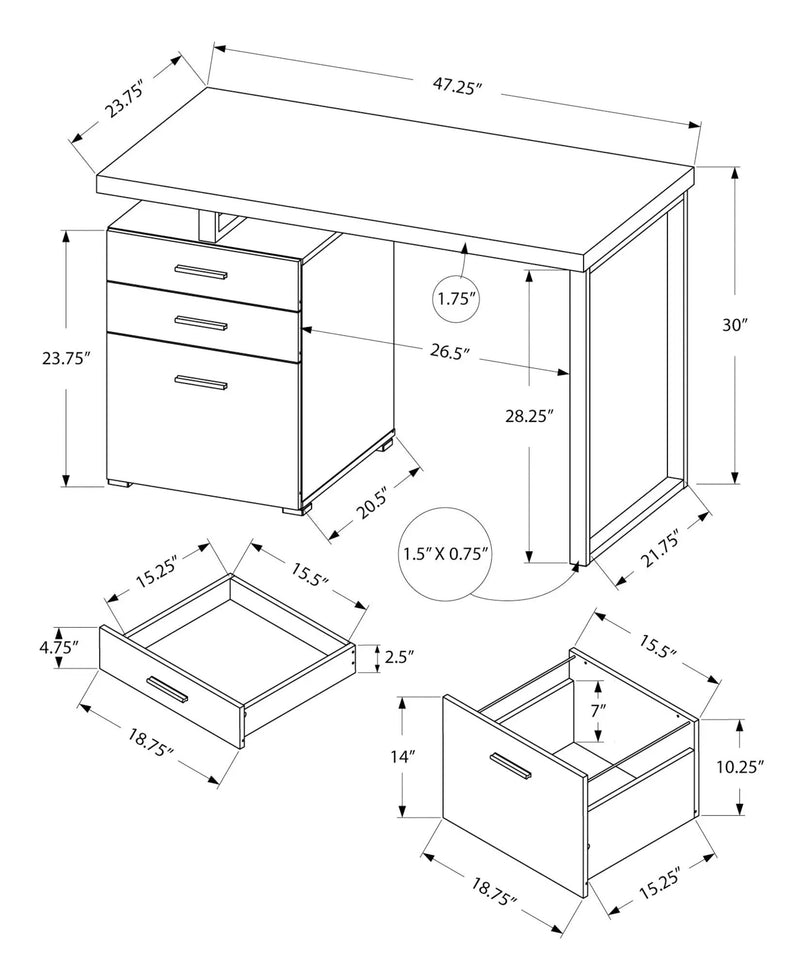 Computer Desk Left Right Set-Up Storage Drawers For Home Office by Unique Piece Furniture