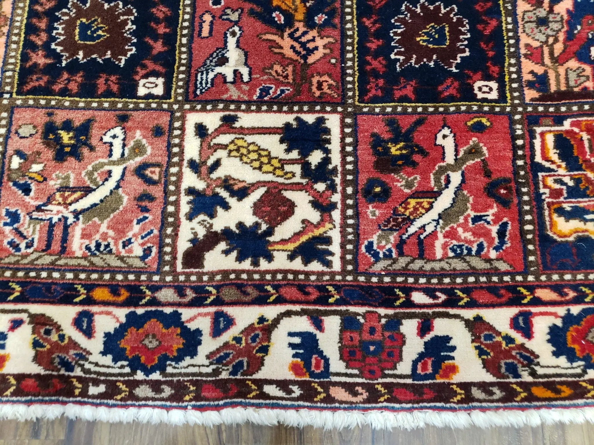 Antique Persian Bakhtiari Rug circa 1920s, Kheshti Panel Design, Wool, Hand-Knotted, 5'3" x 10' by Jewel Rugs