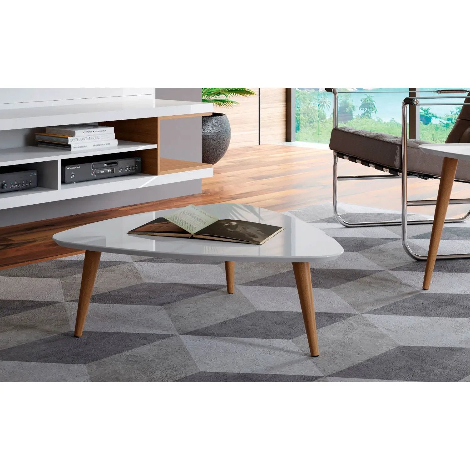 Utopia - Lacquered Triangle Coffee Table - White by HouseOfZazla