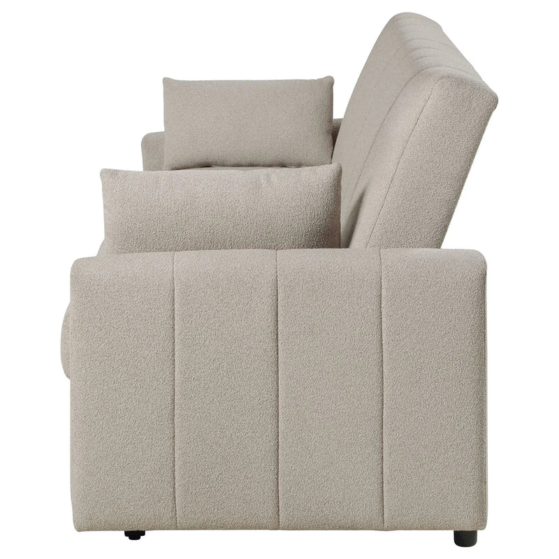 Portland Boucle Upholstered Sleeper Sofa Bed Latte by Unique Piece Furniture