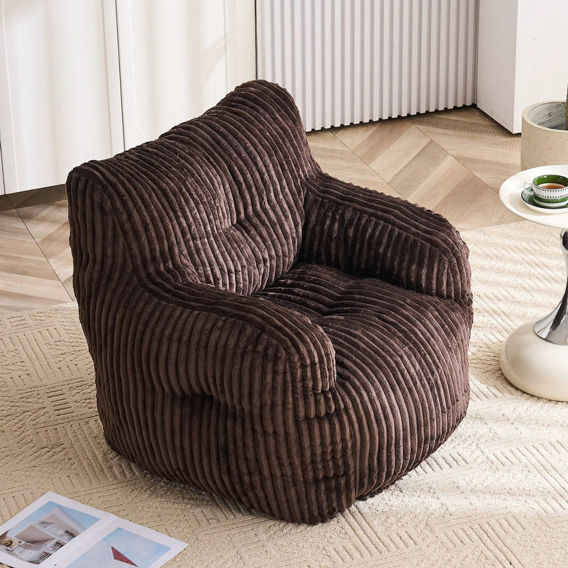 Soft Fluffy Corduroy Fabric Bean Bag Chair Filled With Memory Sponge by HouseOfZazla