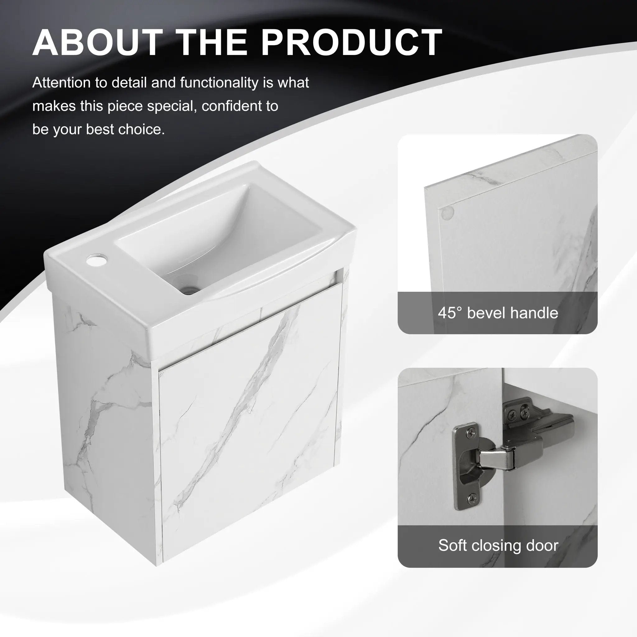 Modern Bathroom Vanity With Ceramic Basin, Wall Mounted Floating Sink Combo, Storage Cabinet by HouseOfZazla