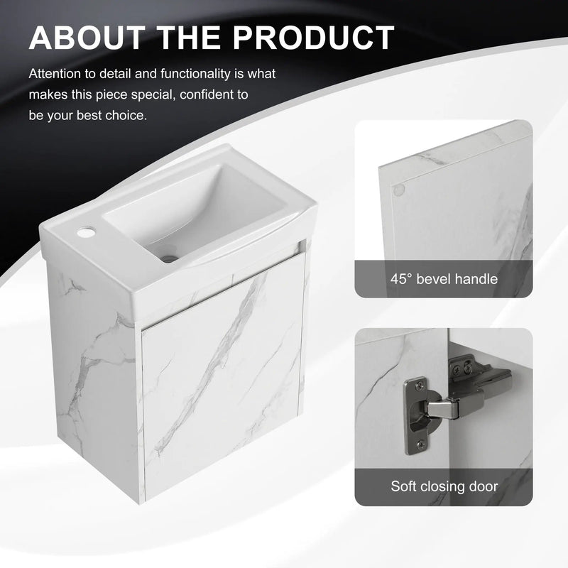 Modern Bathroom Vanity With Ceramic Basin, Wall Mounted Floating Sink Combo, Storage Cabinet by HouseOfZazla