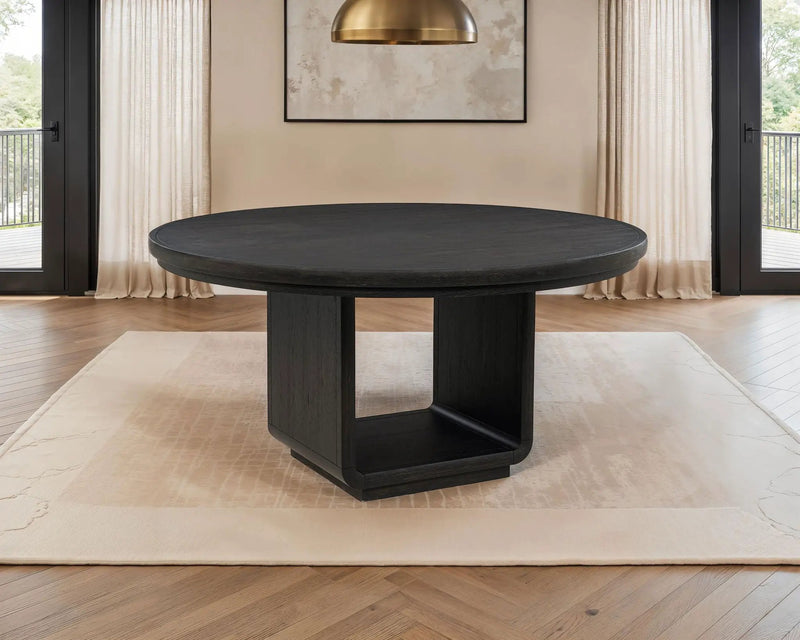 Leandro 60-inch Round Dining Table Burnished Black by Unique Piece Furniture