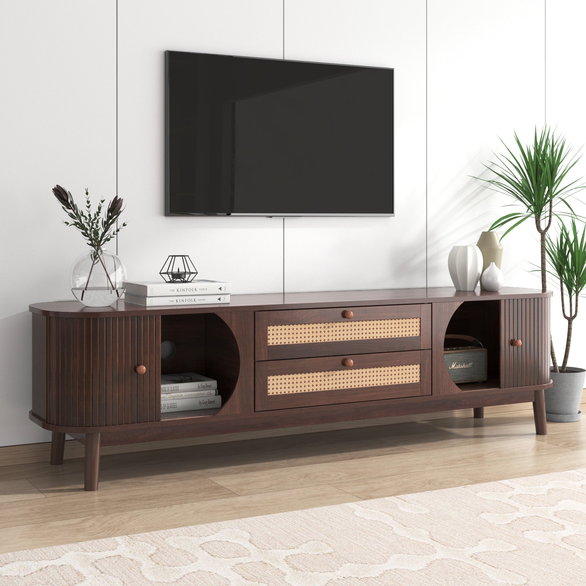 Modern Farmhouse Rattan TV Stand by BLAKHOM