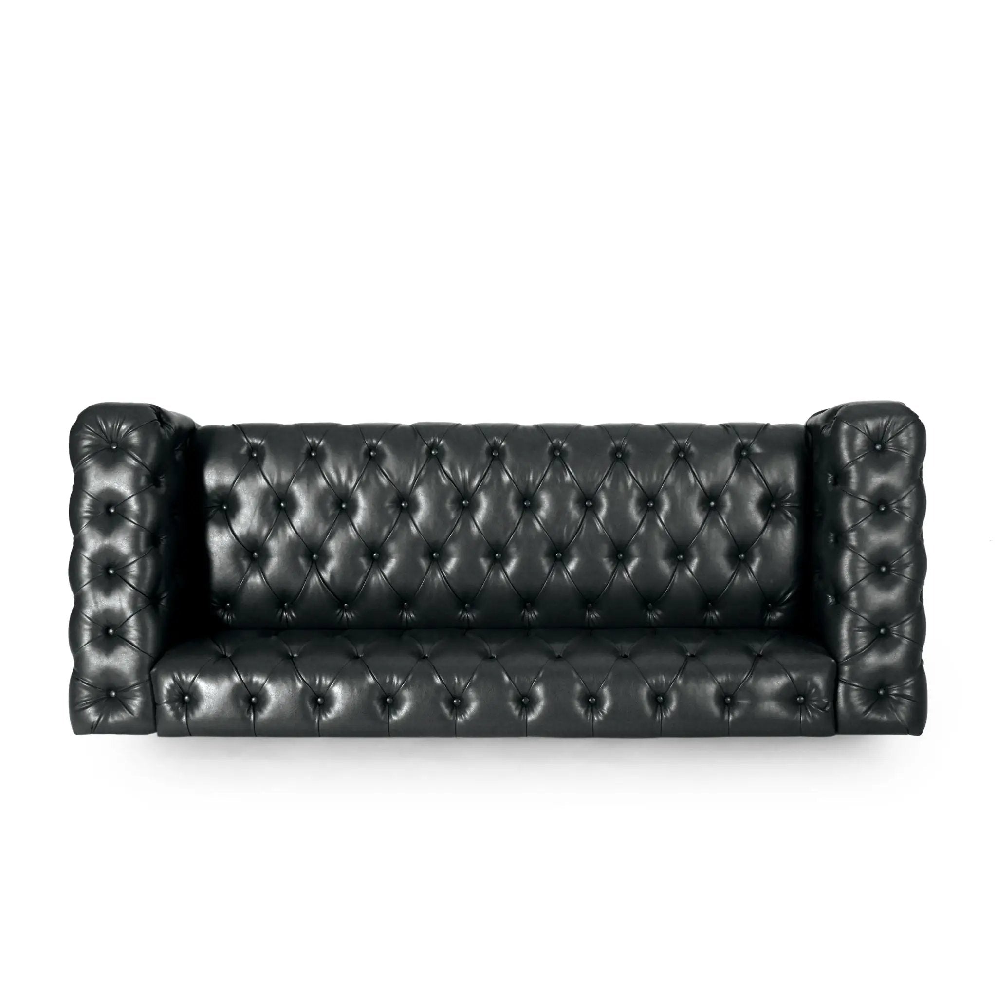 Comfy 3 Seat Sofa with Wooden Legs - Black by HouseOfZazla
