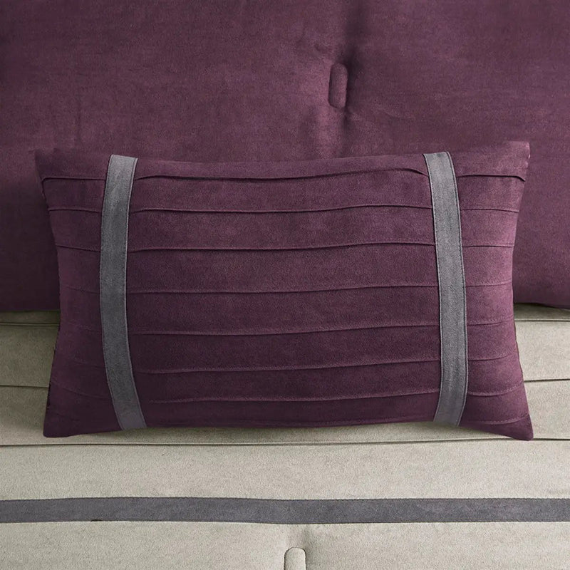 7 Pc Pieced Faux Suede Comforter Set Purple Cal King by HouseOfZazla