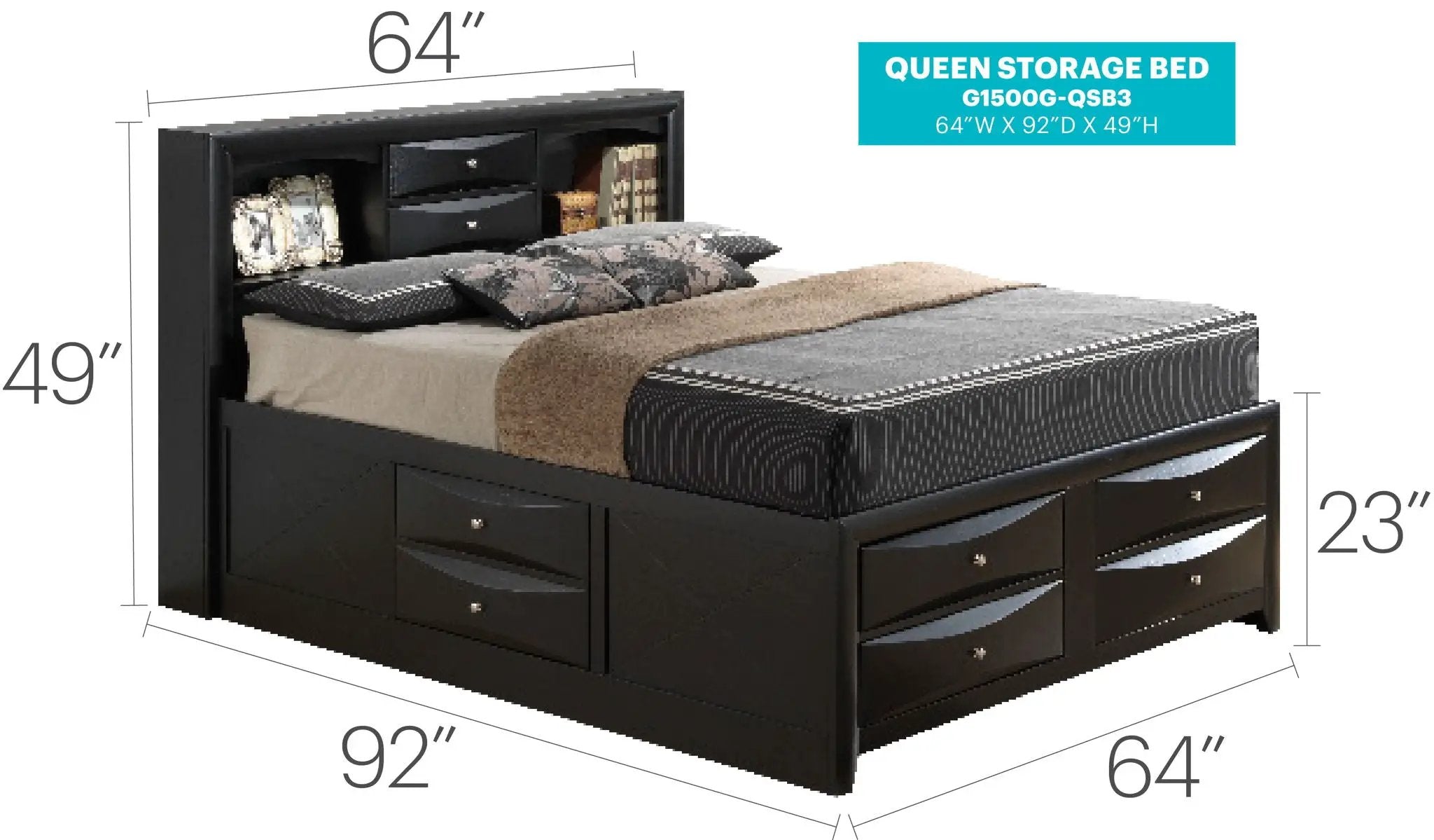 Modern Design Storage Bed With Bookcase Headboard by Unique Piece Furniture