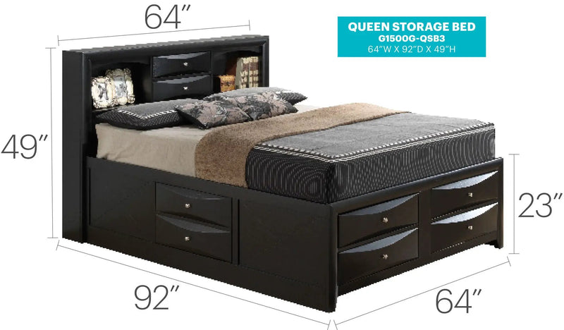 Modern Design Storage Bed With Bookcase Headboard by HouseOfZazla