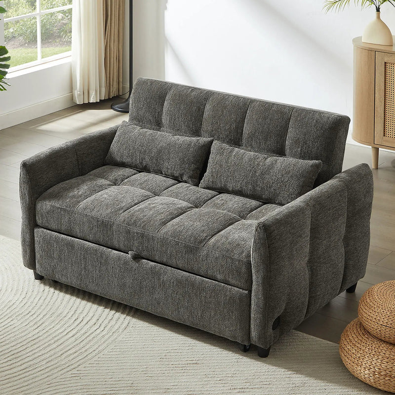 Loveseat Sofa Pull-Out Bed With Adjustable Backrest, 3 USB Ports And 2 Lumbar Pillows For Living Room by HouseOfZazla