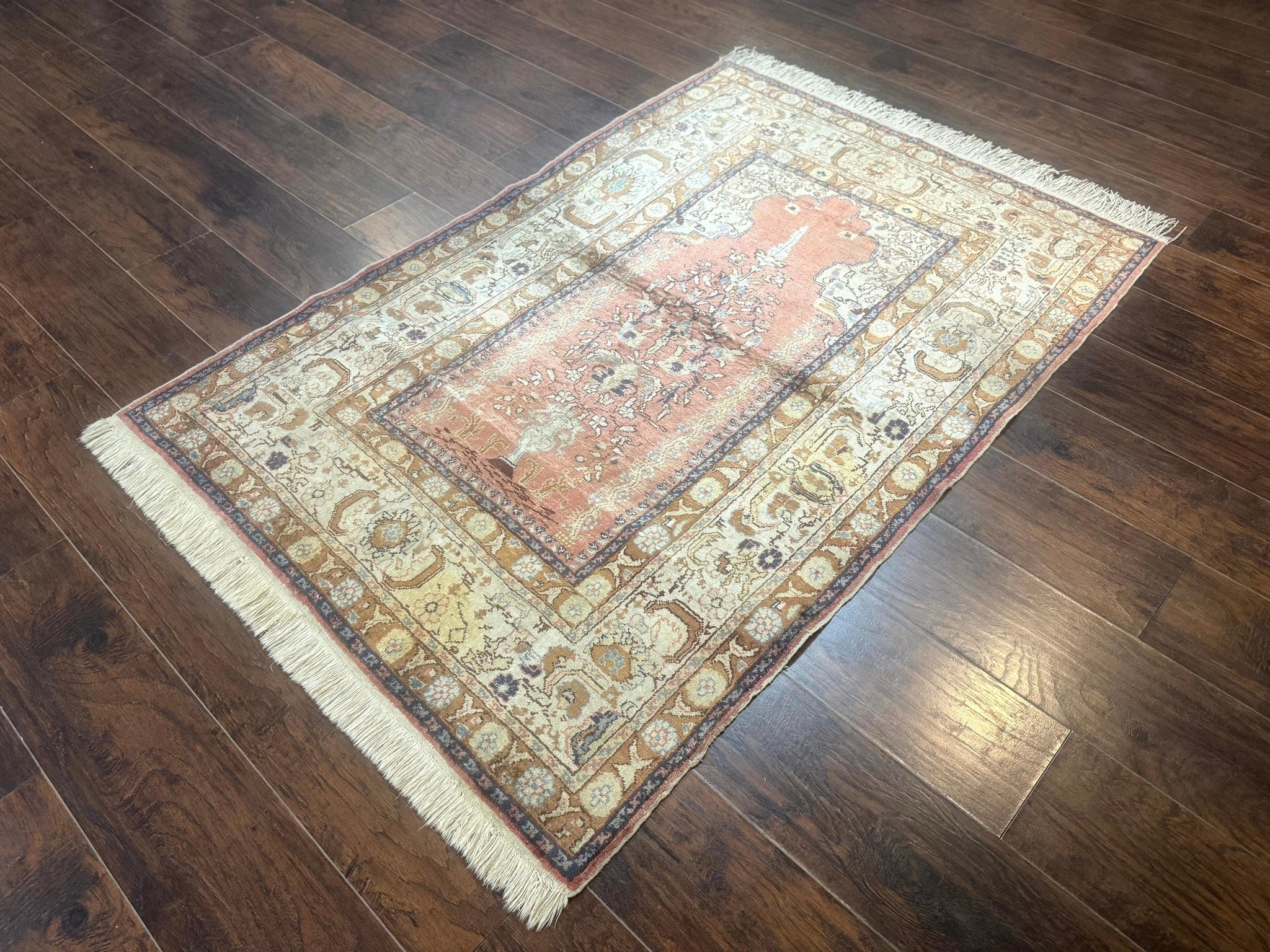 Silk Turkish Kayseri Rug 4x6, Haji Jalili Design, Vintage Rug by Jewel Rugs