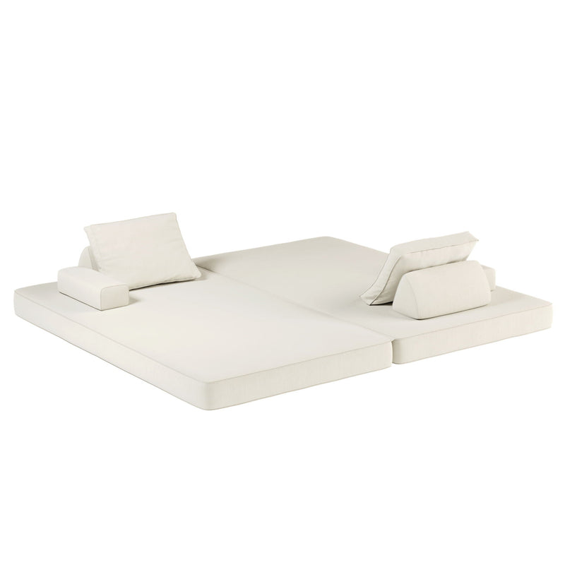 Multifunctional Convertible Sofa Bed With 2 Tumbler Backrests And 2 Pillows, Deep Seat Couch by HouseOfZazla