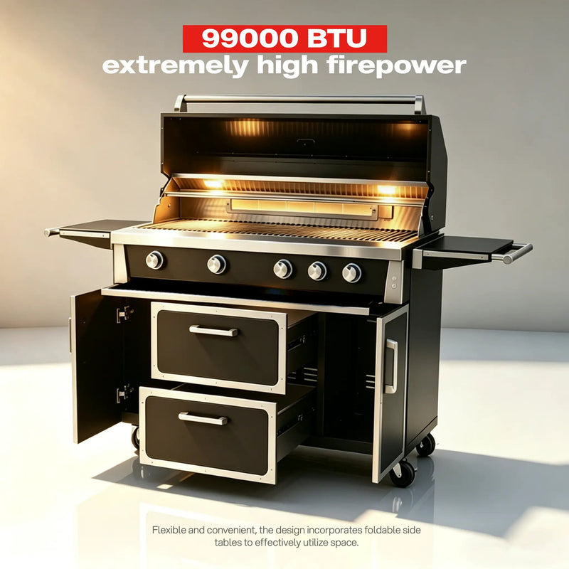 49'' Stainless Steel Standard Grill Featuring Infrared Back Burner by HouseOfZazla