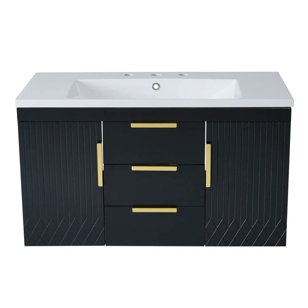 Wall Mounted Bathroom Vanity With Sink and Floating Storage Cabinet