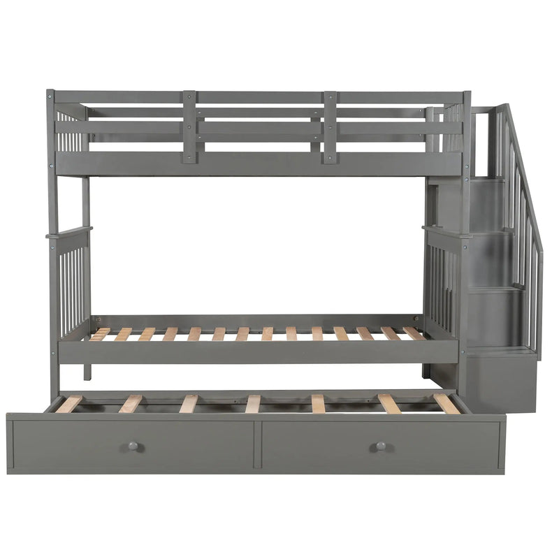 Stairway Bunk Bed With Storage And Guard Rail For Bedroom by Unique Piece Furniture