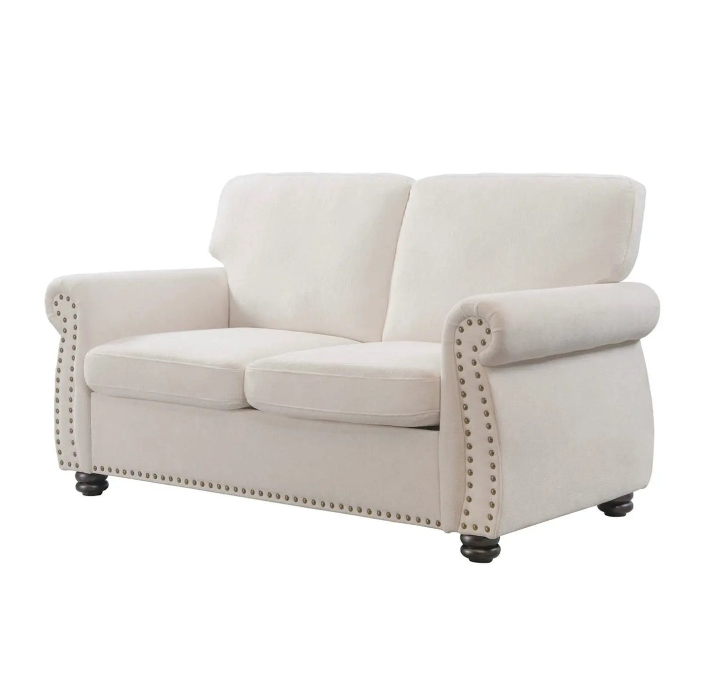 Soft Loveseat, Upholstered 2 Seater Couch, Loose Back Cushions And Turned Legs by Unique Piece Furniture
