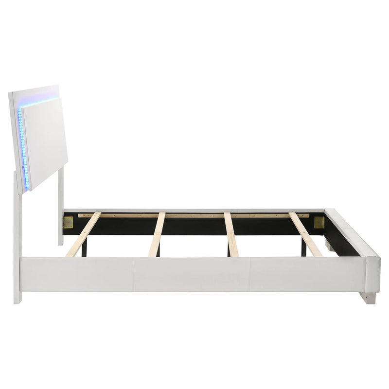 Felicity Wood Full LED Panel Bed White High Gloss by Unique Piece Furniture