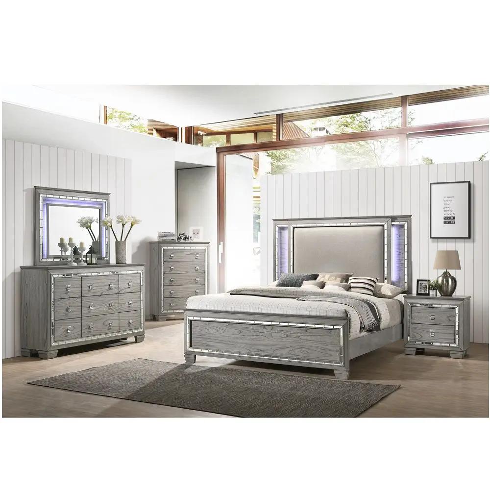 Antares - Mirror With LED - Light Gray Oak by Unique Piece Furniture