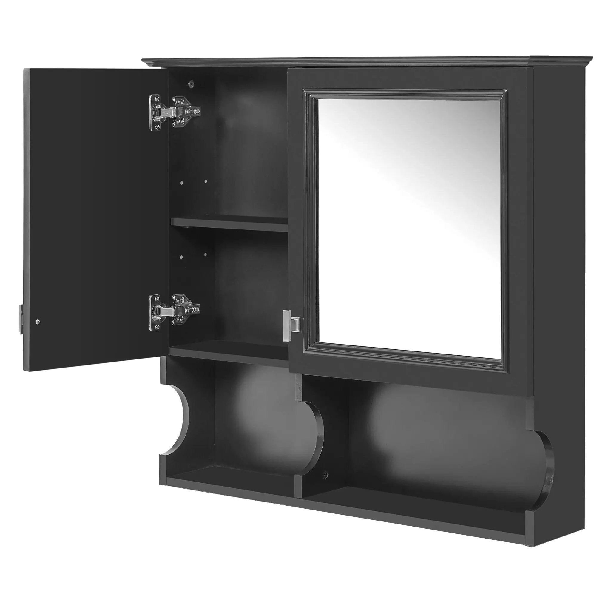 Wall Mounted Mirror Medicine Cabinet, Bathroom Storage With Doors And Open Shelves by Unique Piece Furniture
