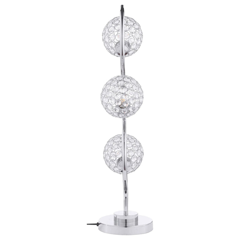 Vandy - 3 Light Curvy Table Lamp With Orb Shades - Chrome