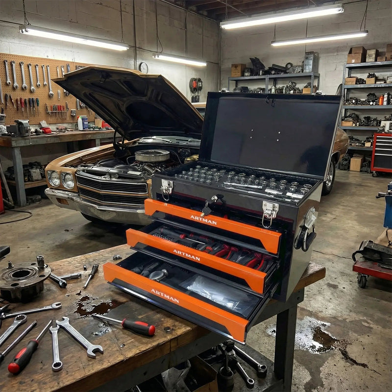 20" Portable 3-Drawer Steel Toolbox by HouseOfZazla