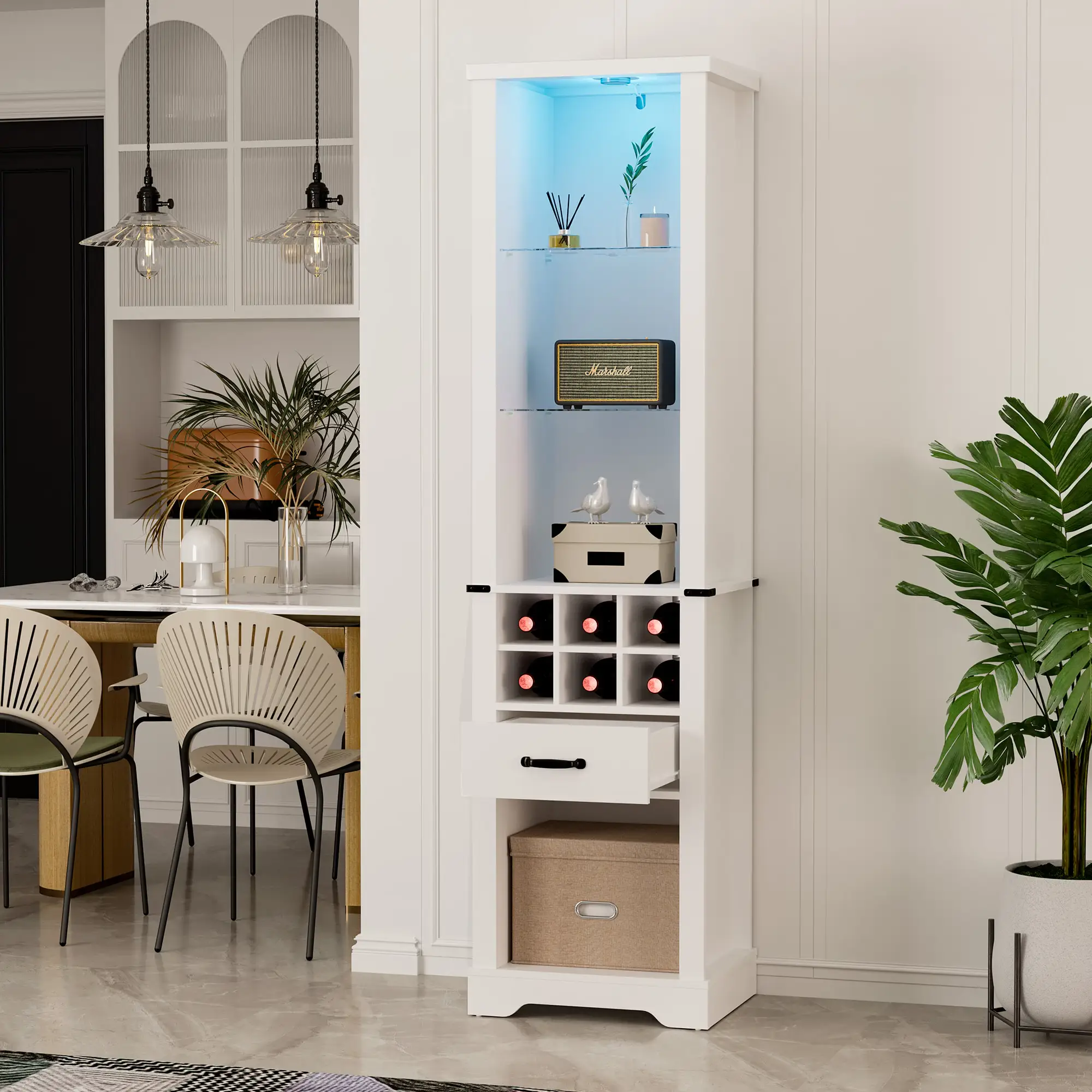 75'' Tall Storage Cabinet with LED Light, Farmhouse Style by HouseOfZazla